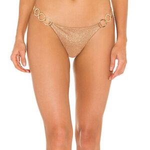 NWT Beach Bunny Swim Lexi Tango Bottom Brown Glitter Nude Thong Bikini SMALL SM